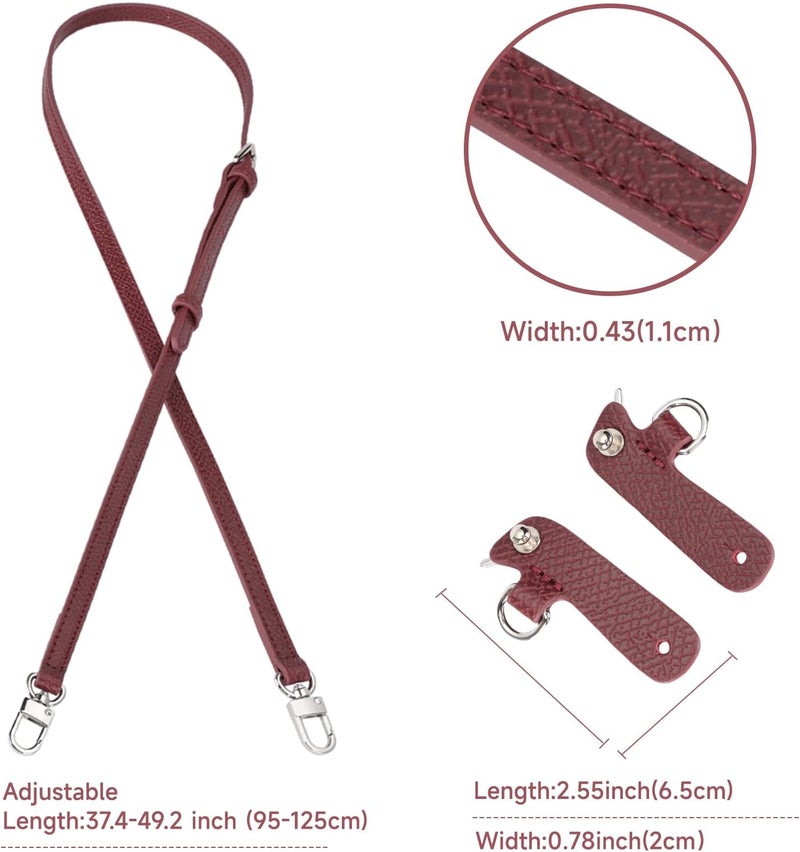 KOMHPS Purse Straps Replacement, Leather Handbag Crossbody Shoulder Strap Kit Adjustable for Mini Longcamp Tote Bag Women - Image 3